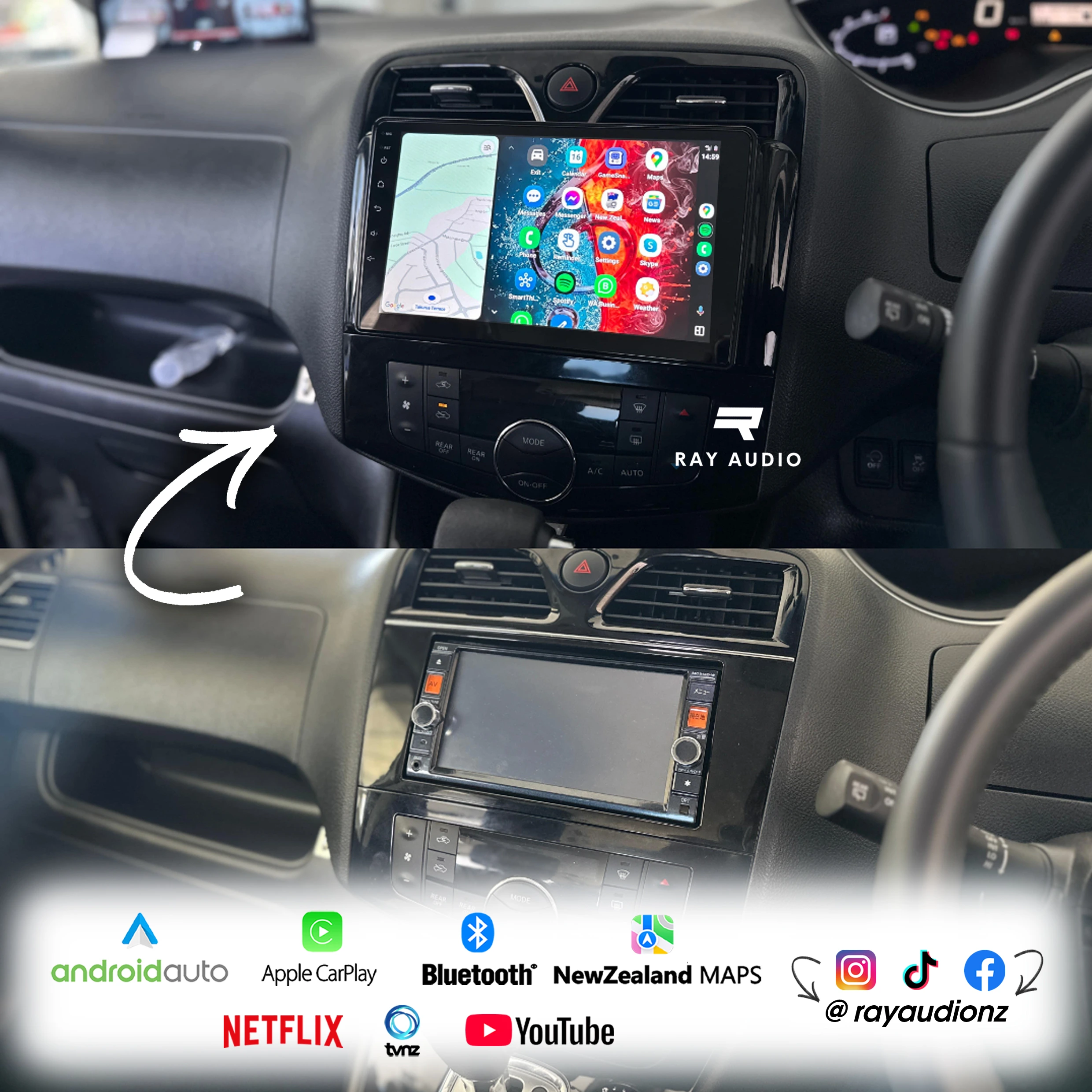 Ray Audio Nissan-Serena-2010-16 Apple CarPlay & Android Auto Bluetooth Car Stereo
